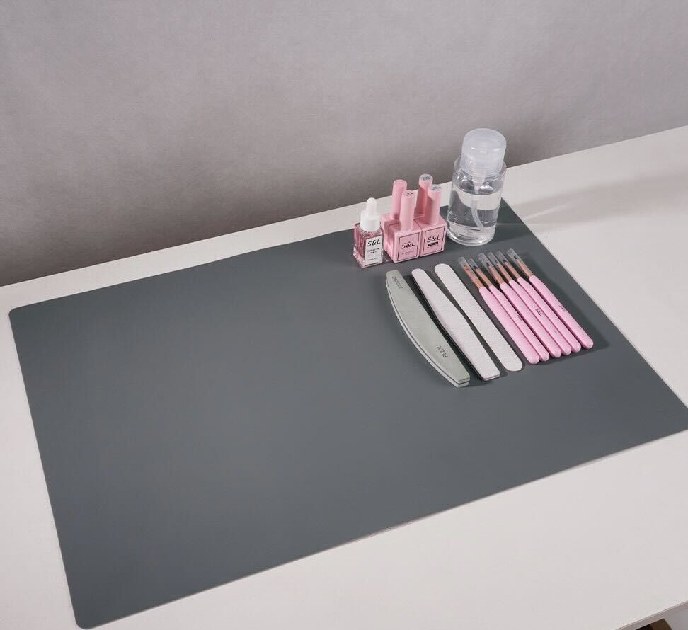 S&L silicone nail mat grey with nail art tools
