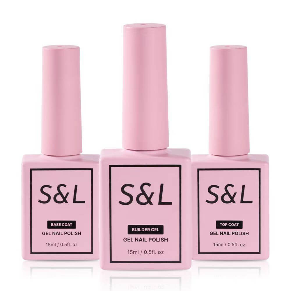 Gel Nail Trio Set: Builder Gel, Base Coat, and Top Coat