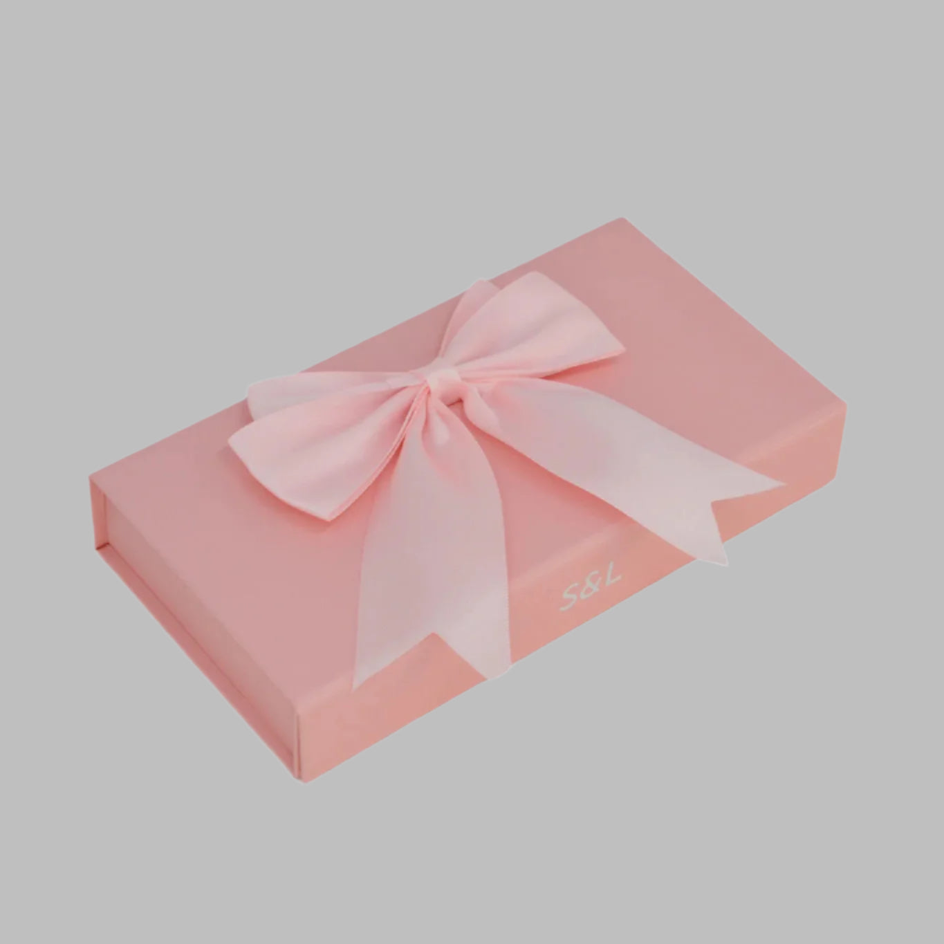 Pink S&L gift box with ribbon for Build Your Own Bundle – holds 5 custom gel polish colors