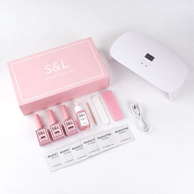 Unboxing and demonstrating S&L new gel nail starter kit — upgraded LED lamp, pro-grade nail tools, and included free color